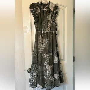 Stylish Green Patterned Women's Dress